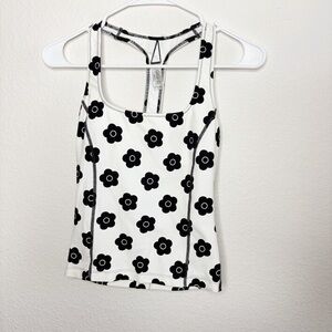 Gigi C Floral Black and White Tank or swim suit top